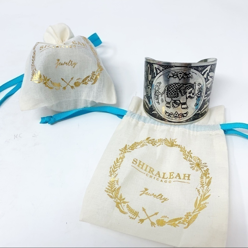 SHIRALEAH Silver Tone ELEPHANT CUFF BRACELET